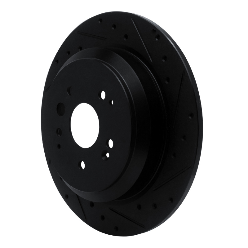 Acura MDX Brake Rotor (1) - Rear Right - R1 Concepts - Drilled & Slotted - Black - `14-`16